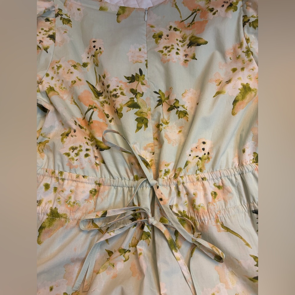 TUCKERNUCK Aqua Watercolor Marlena Floral Midi Dress Cinch Waist NWT - Picture 10 of 10